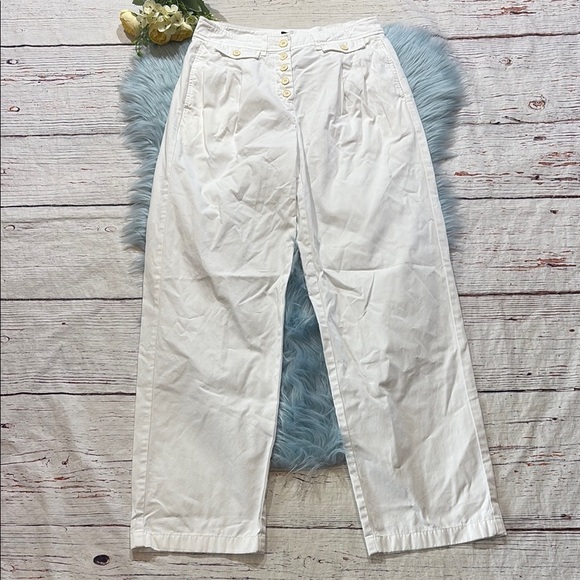 J. Crew Pleated Button Front Pant in Chino White sz 4 - Picture 2 of 11